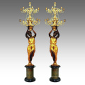 Bougeoir Statue Femmes Chandelier Bronze Sculpture Tpch-045 &amp; 046